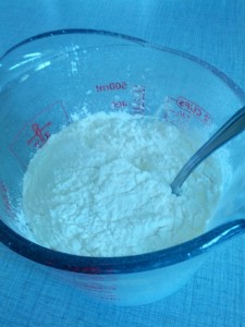 mixing the powdered milk