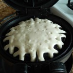 cooking the waffle