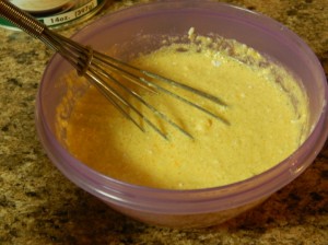 mixing the nacho cheese sauce