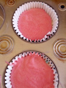 layer cake batter into cupcake tins