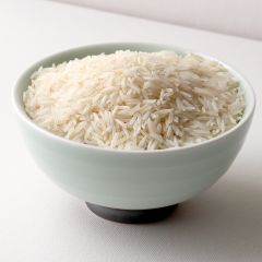 White Basmati Rice in 25 lbs bag.