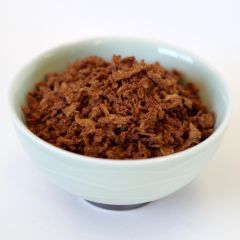 imitation beef flavored bits in a super pail