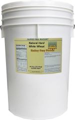 Natural hard White wheat in superpail bucket