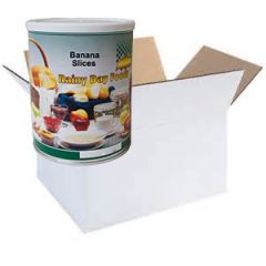 Dehdyrated banana slices in a case of 6 #2.5 cans