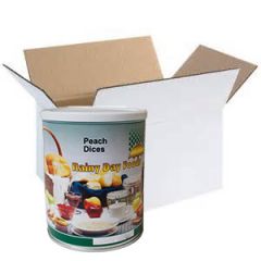 Dehysdrated peach dices in case of 6 #2.5 cans