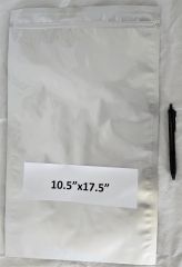 Mylar Bags, Dull Silver, 10.5"x17.5" with zip lock