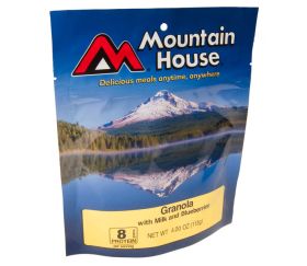 mountain house granola with blueberries and milk