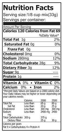 nutrtion pams bread mix and flour blend