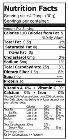 Nutrition of artisan flour blend