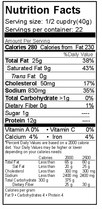 freeze dried sausage crumbles nutrition