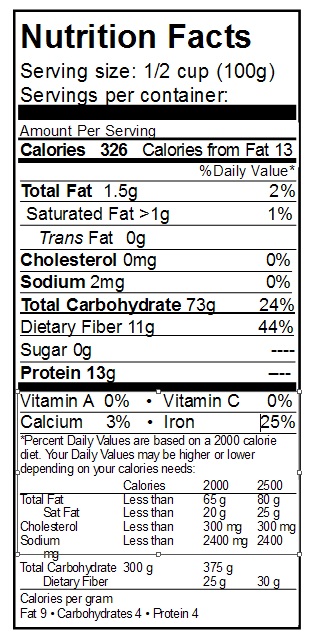 cream of wheat nutrition facts