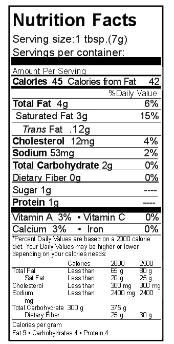 calories in sour cream